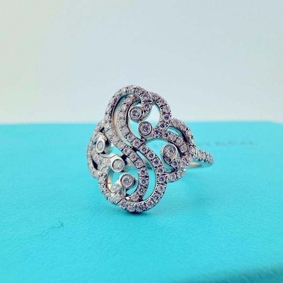 Tiffany & Co. Diamond Enchant Heart Ring Platinum Size 5.75 - Picture 1 of 7
